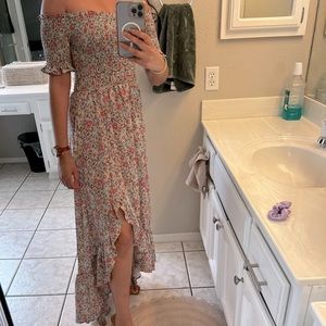 Francesca’s high-low off the shoulder dress, size medium